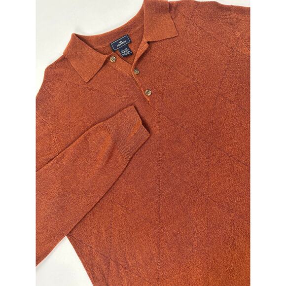 Dockers Size XLT Tall Collared Rust Brown Long Sleeve Sweater Argyle Polo Knit - Picture 1 of 9